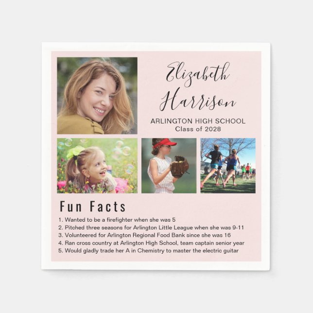 Roligt Facts Foton Rosa Studenten Napkins Pappersservett (Framsidan)