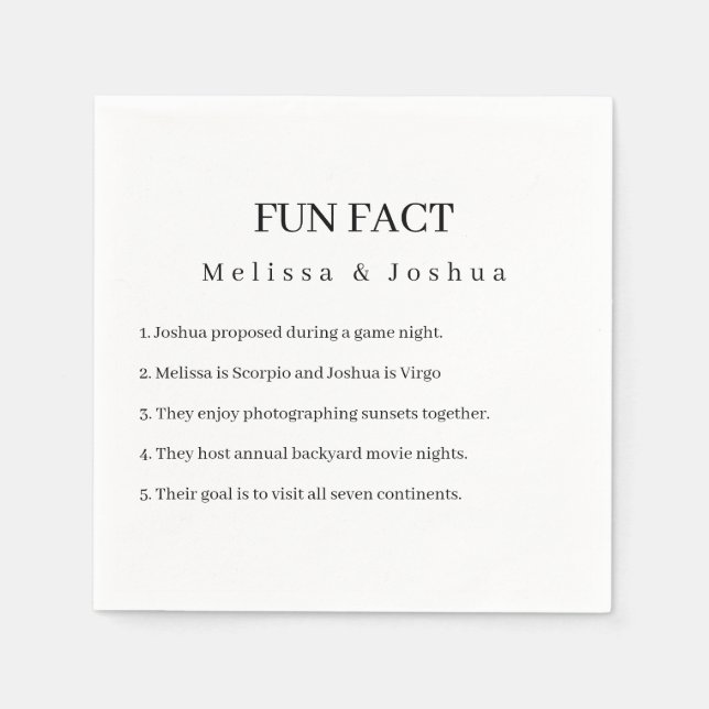 Roligt Facts Funny Elegant Enkel Bröllop Pappersservett (Framsidan)
