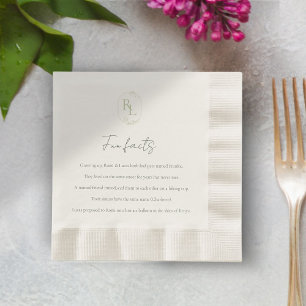 Roligt Facts Grönt Blommigt Monogram Bröllop Pappersservett