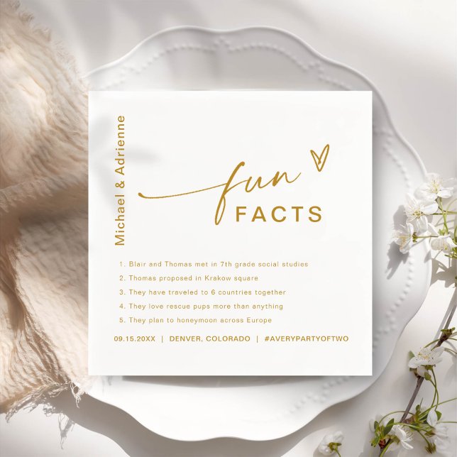 Roligt Facts Modern Chic Minimalist Bröllop Napkin Pappersservett (Skapare uppladdad)