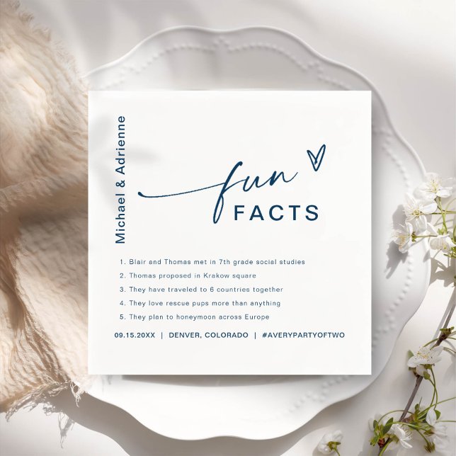 Roligt Facts Modern Chic Minimalist Bröllop Napkin Pappersservett (Skapare uppladdad)