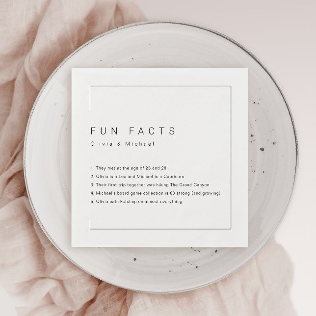 Roligt Facts Modern Chic Minimalist Bröllop Pappersservett (Fun Facts Modern Chic Minimalist Wedding Napkins)