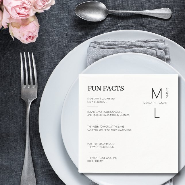 Roligt Facts Monogrammed Bröllop Napkins Pappersservett (Skapare uppladdad)