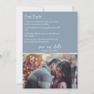 Roligt Facts om Bride & Groom Photo Dusty Blue Inbjudningar