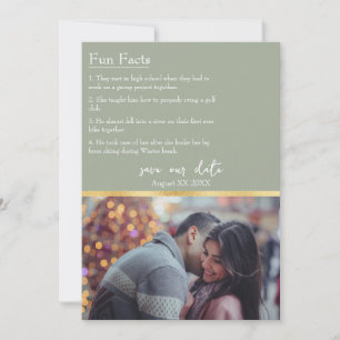 Roligt Facts om Grönten Bride & Groom Photo Sage Inbjudningar