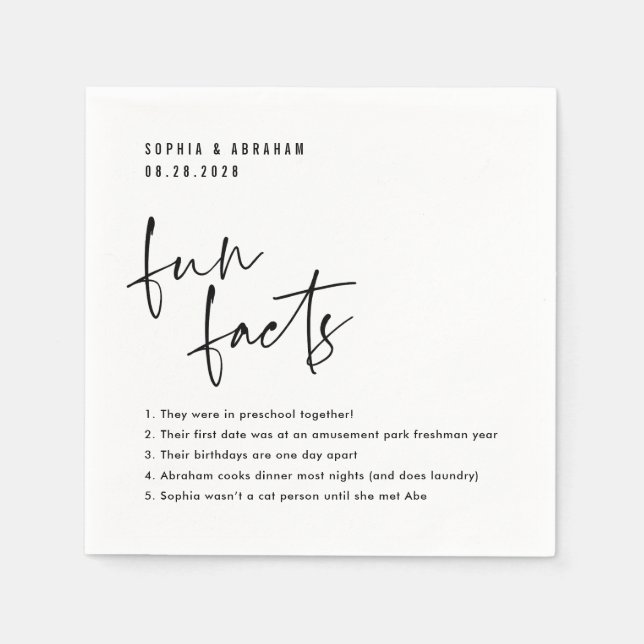 Roligt Facts om paret Bröllop Pappersservett (Framsidan)