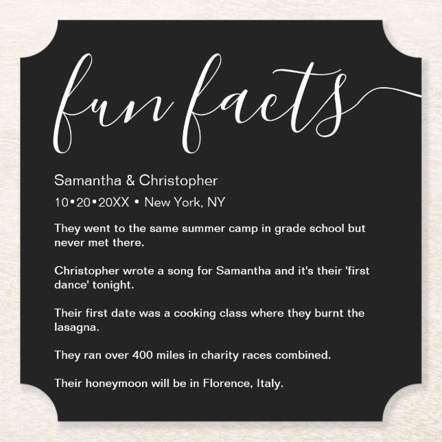 Roligt Facts Personlig Black and White Underlägg Papper (Framsida)