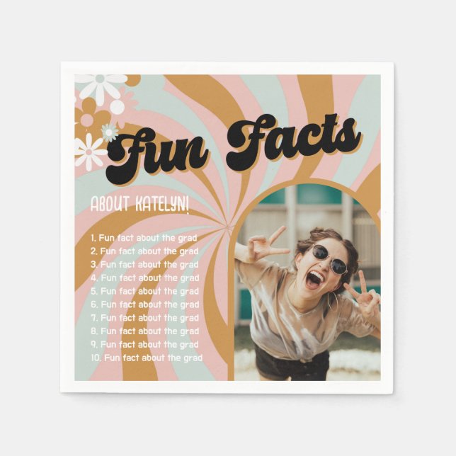 Roligt Facts Retro Boho Photo Studenten Pappersservett (Framsidan)