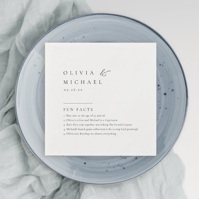 Roligt Facts Simple Elegant Typography Bröllop Nap Pappersservett (Fun Facts Simply Elegant Typography Wedding Napkin)