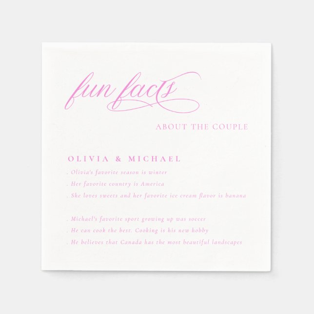 Roligt Facts Simple Elegant Typography Bröllop Pappersservett (Framsidan)