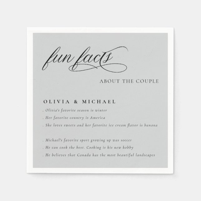 Roligt Facts Simple Elegant Typography Bröllop Pappersservett (Framsidan)