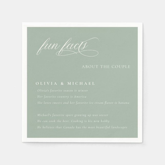 Roligt Facts Simple Elegant Typography Bröllop Pappersservett (Framsidan)
