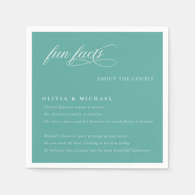 Roligt Facts Simple Elegant Typography Bröllop Pappersservett (Framsidan)