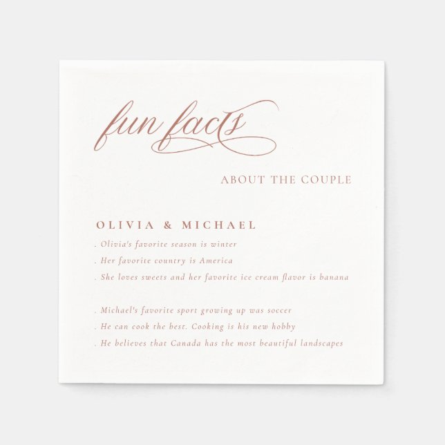 Roligt Facts Simple Elegant Typography Bröllop Pappersservett (Framsidan)