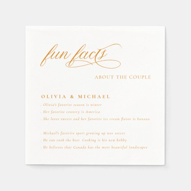 Roligt Facts Simple Elegant Typography Bröllop Pappersservett (Framsidan)