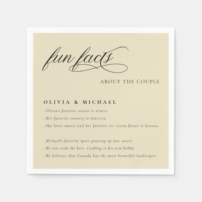 Roligt Facts Simple Elegant Typography Bröllop Pappersservett (Framsidan)