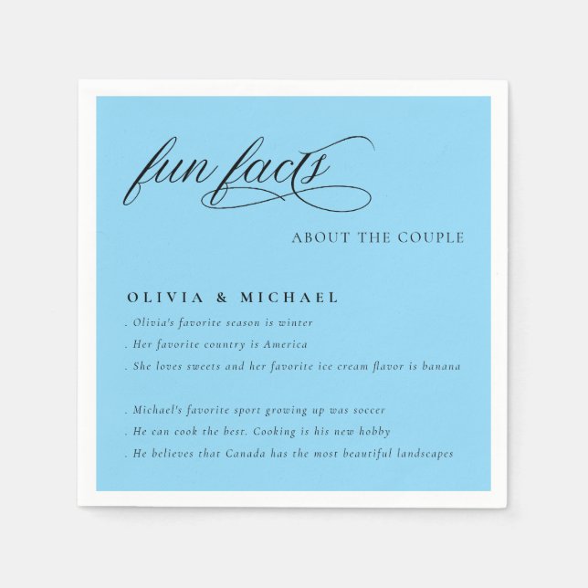 Roligt Facts Simple Elegant Typography Bröllop Pappersservett (Framsidan)