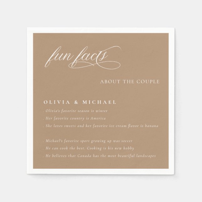 Roligt Facts Simple Elegant Typography Bröllop Pappersservett (Framsidan)