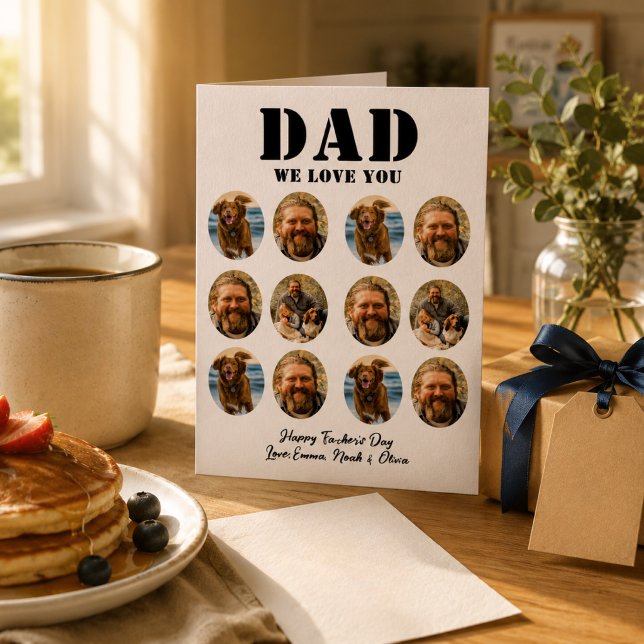 Roligt fadersdagsfoto collage med ansikte kort (fathers day photo collage for him dad best dad ever daddy birthday keepsake)