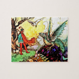Roligt Fairytale Dragon Children Scenia liggande Pussel