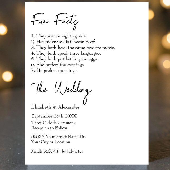 Roligt Fakta om Bride and Groom Modern Bröllop Inbjudningar (Skapare uppladdad)