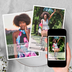 Roligt, faktauppgifter 2, foto av modern studenten inbjudningar