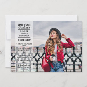 Roligt, faktauppgifter 2 fotomodern examen i trend inbjudningar