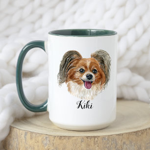 Roligt Faktorer för vattenfärgen Cute Papillon Hun Mugg
