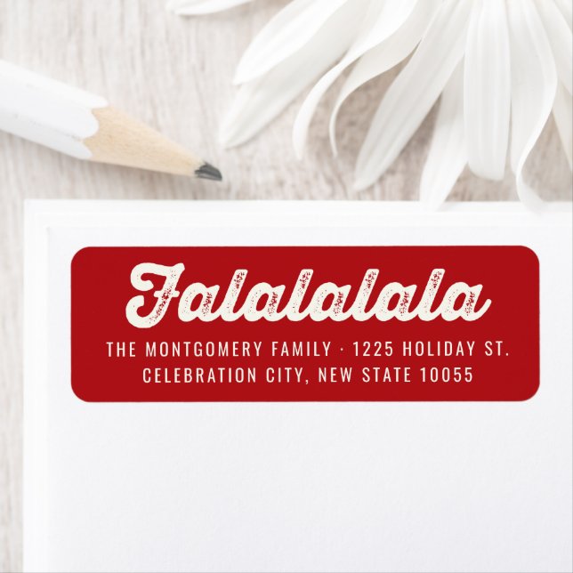 Roligt Falalala Bold Script Modern Helgdag Adress Returadress Etikett (Insitu)