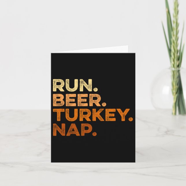 Roligt Fall Ord Thanksgiving Trot Springa Beer Tur Kort (Framsida)