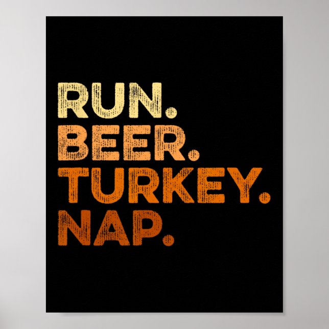 Roligt Fall Ord Thanksgiving Trot Springa Beer Tur Poster (Framsidan)