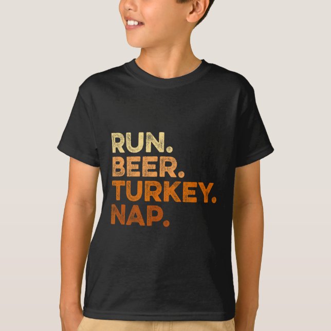 Roligt Fall Ord Thanksgiving Trot Springa Beer Tur T Shirt (Framsida)