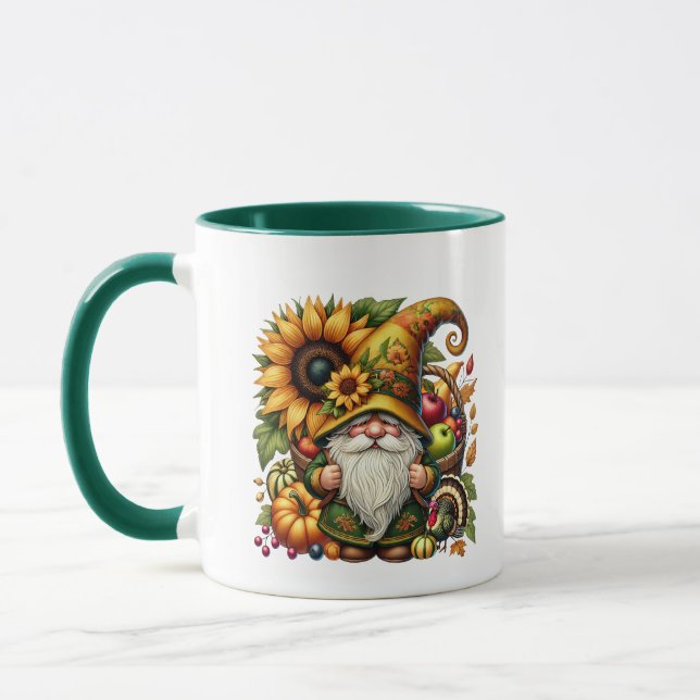 Roligt Fall Säsong gnome add monogram Thanksgiving Mugg (Vänster)