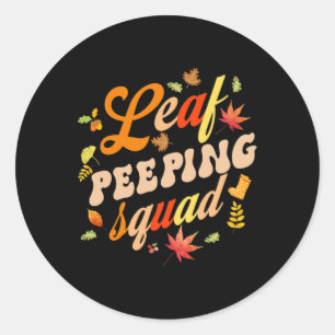 Roligt Fall Season Löv Peeper Löv Peeping Squad Runt Klistermärke