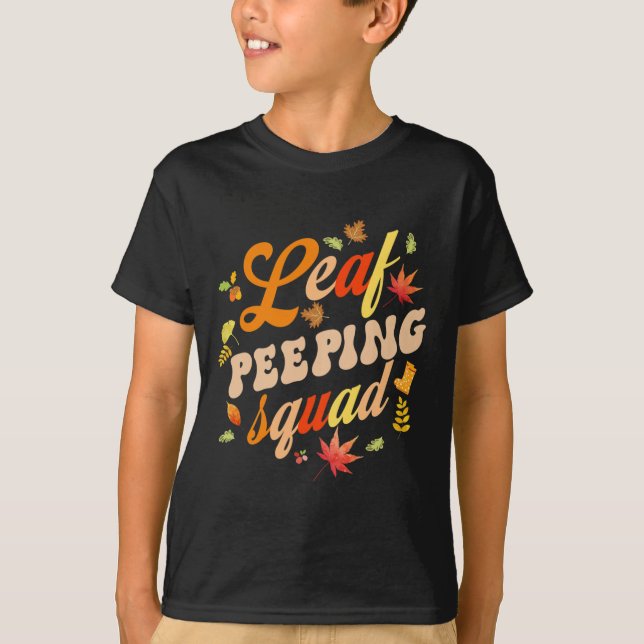 Roligt Fall Season Löv Peeper Löv Peeping Squad T Shirt (Framsida)