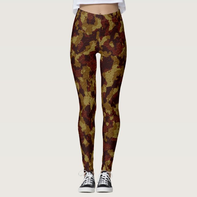 Roligt Fall Skogen Camouflage Mönster Leggings (Framsida)