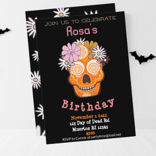 Roligt Fall Sugar Skull Födelsedag Inbjudningar