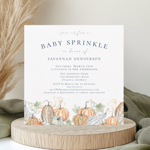 Roligt Fall Watercolor Pumpkins Baby Sprinkle Inbjudningar