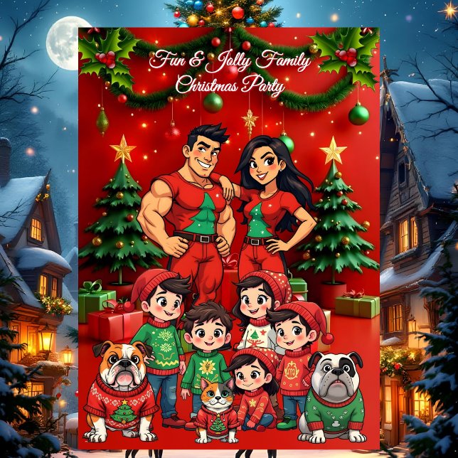 Roligt Familjejul Party Ugly Sweaters Pets Inbjudningar (Skapare uppladdad)