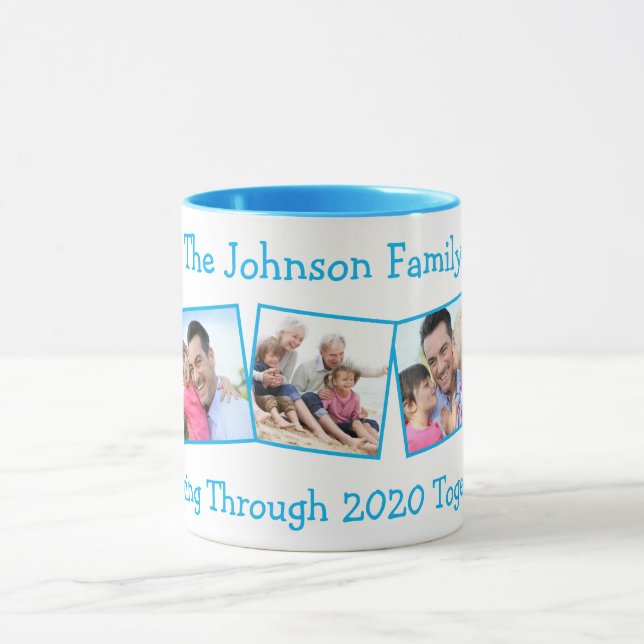 Roligt Family 5 Photo Get through 2020 Blue Mugg (Center)