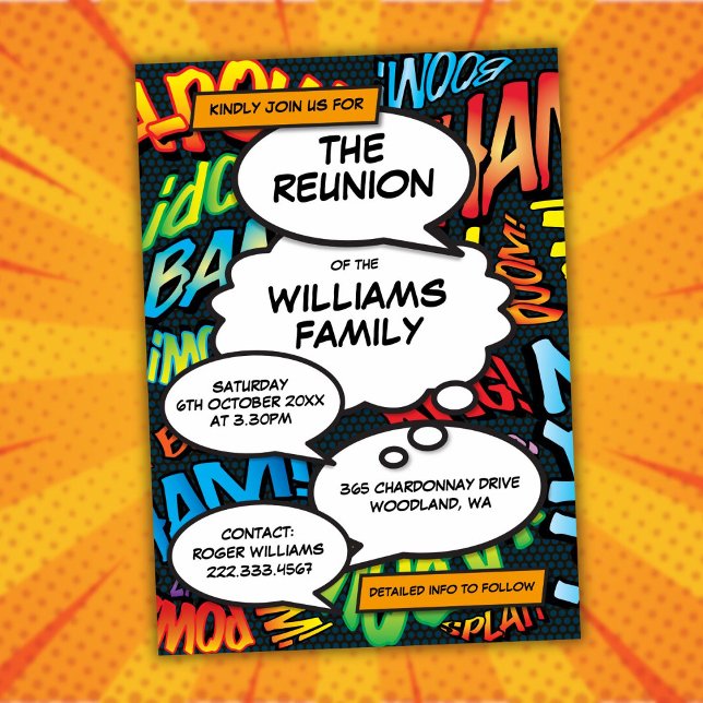 Roligt Family School Freinds Reunion Party Inbjudningar (Fun Family School Freinds Reunion Party Invitation)