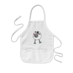 Roligt Fånig Får med blomma, vit Apron Barnförkläde