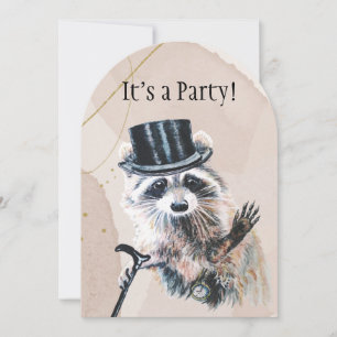 Roligt Fånig Formal Attire Raccoon Animal BIrthday Inbjudningar