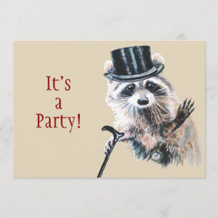 Roligt Fånig Formal Attire Raccoon Animal BIrthday Inbjudningar