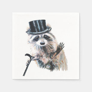 Roligt Fånig Forme Attire Raccoon Animal Party Pappersservett