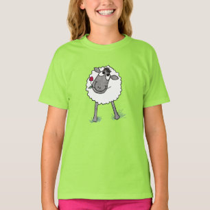 Roligt Fånig Sheep with Flower, Girls Hoodie T Shirt