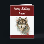 Roligt Fånig VattenfärgsVarg Födelsedag Friend Hum Helgkort<br><div class="desc">Cute Watercolor Varg Birthday Friend Card för dem som kärlekar vargar.  Innercitat:  Hur kan du alltid vara här?</div>