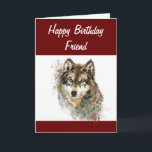 Roligt Fånig VattenfärgsVarg Födelsedag Friend Hum Helgkort<br><div class="desc">Cute Watercolor Varg Birthday Friend Card för dem som kärlekar vargar.  Innercitat:  Hur kan du alltid vara här?</div>
