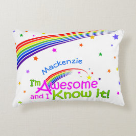 Roligt FANTASTISK och jag vet det med regnbåge på Prydnadskudde