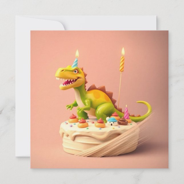 ROLIGT FANTASY Dinosaur BIRTHDAY CAKE Kort (Framsida)